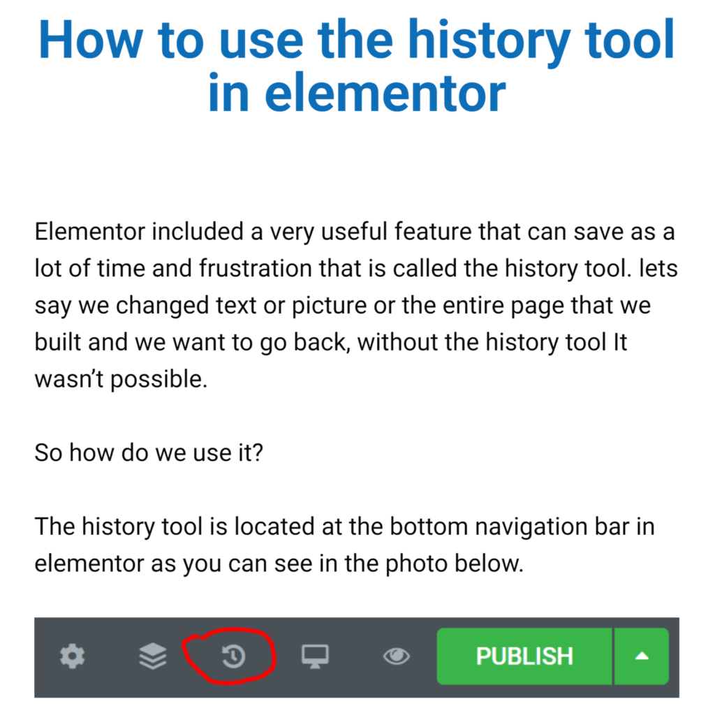 איך להשתמש בכלי ההיסטוריה באלמנטור